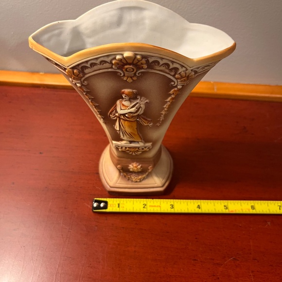 Antique Shafer & Vater Jasperware Porcelain Vase-Woman with Harp-made in Germany - Picture 8 of 10